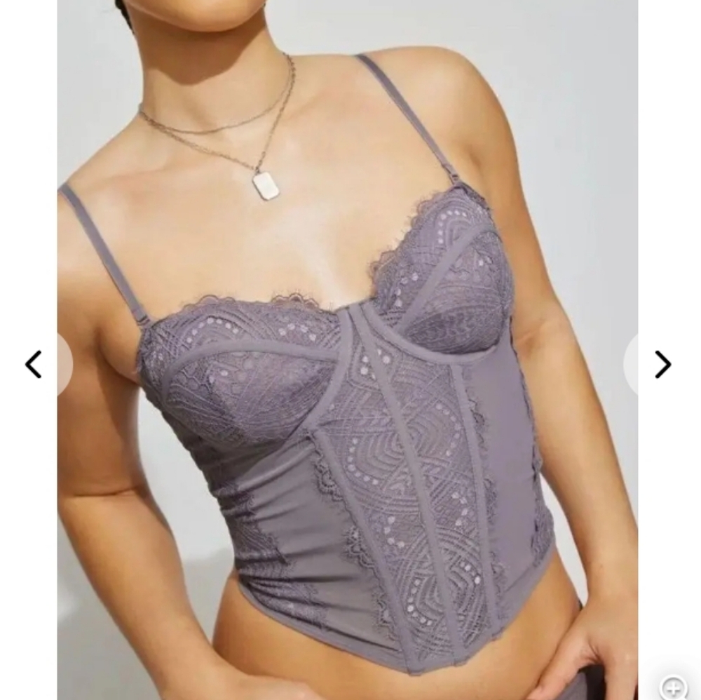Garage Lavender Lace Bustier Chemise - Lavender